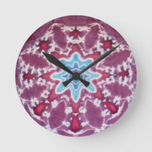 Purple Star Tie Dye Round Clock
