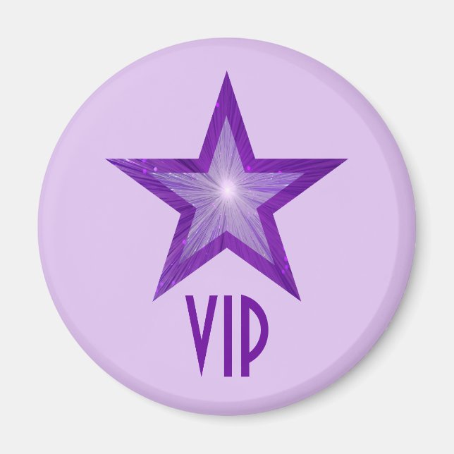 Purple Star 'VIP' fridge magnet round pale purple (Front)