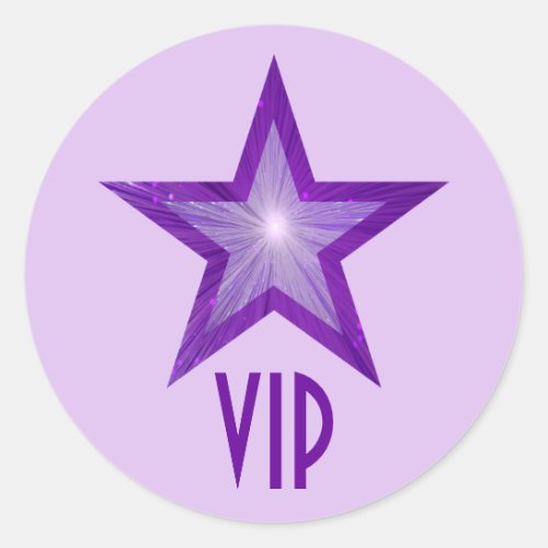 Purple Star VIP round sticker pale purple