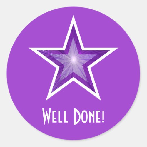 Purple Star Well Done round sticker purple