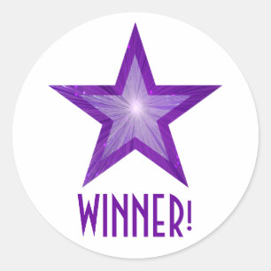 Purple Star 'WINNER!' round sticker white