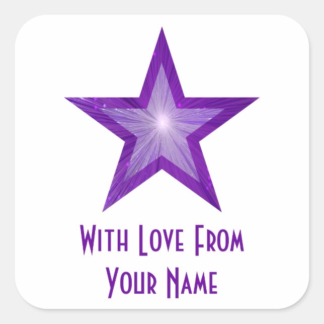Purple Star 'With Love From'' square sticker white (Front)