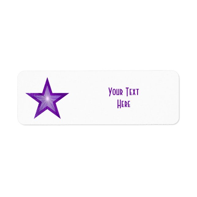 Purple Star 'Your Text' label small white (Front)