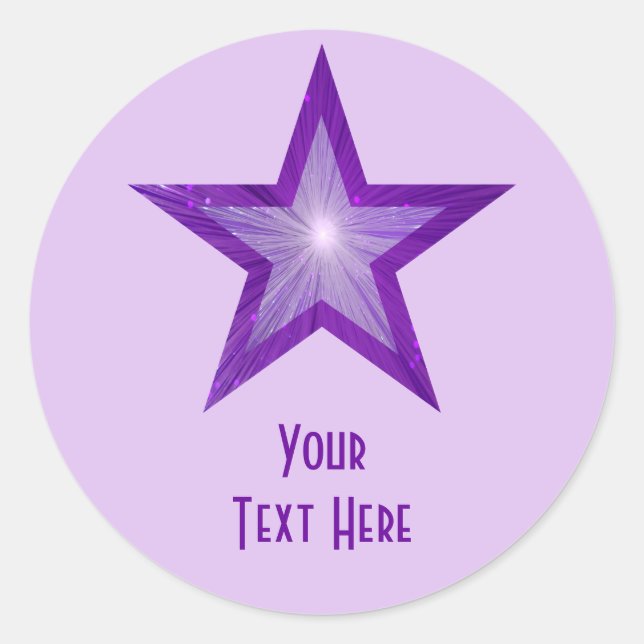 Purple Star 'Your Text' round sticker pale purple (Front)