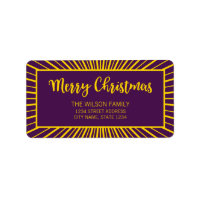 Purple Starburst Script Merry Christmas Address Label