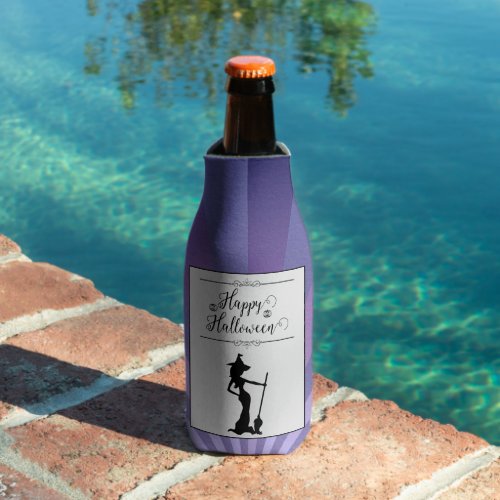 Purple Starburst Witch Halloween Bottle Cooler