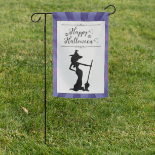 Purple Starburst Witch Halloween Garden Flag