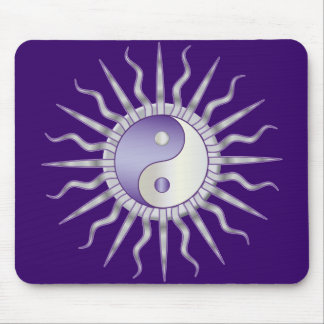 Purple Starburst Yin Yang Mouse Pad