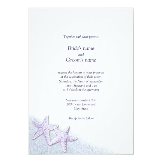 Purple Starfish Beach Wedding Invitations Zazzle Com