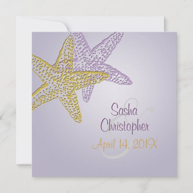 Purple starfish invitations/DIY any occasion Invitation (Front)