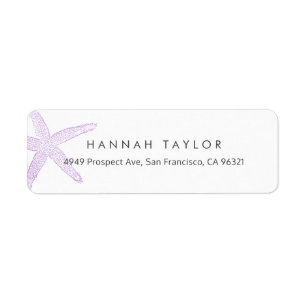 Purple Starfish on White Return Address Label