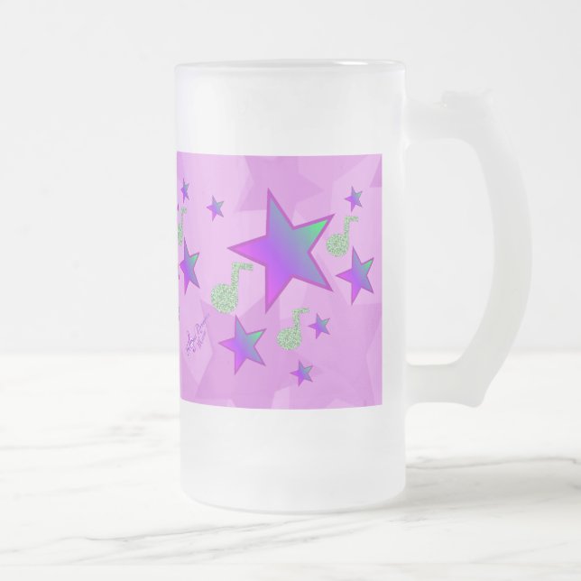 Purple Starlight Lullaby Frosted Glass Beer Mug (Right)