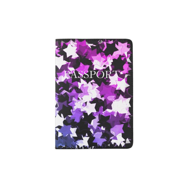 Purple Starlight Romance Stars Passport Holder (Front)