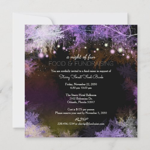Purple Starry Forest Charity Fundraising Invitation
