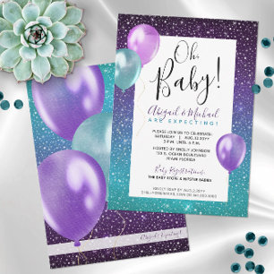 Purple Starry Night Couple's or Mommy Baby Shower Invitation