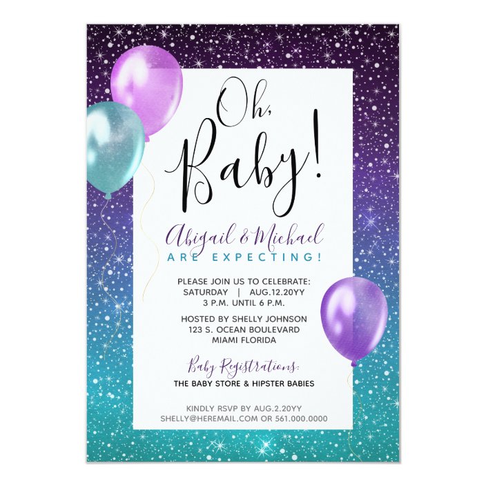 starry night baby shower invitations