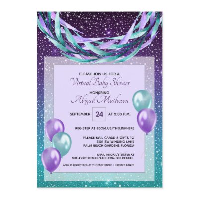 Invitation Ideas Purple And Turquoise Baby Shower Invitations