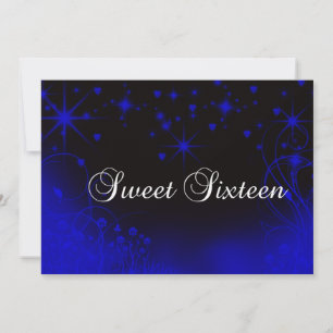 Purple Starry Sky Hearts, Sweet Sixteen, Invitation