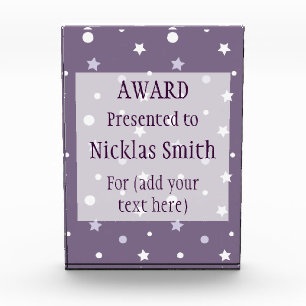 Purple Stars Acrylic Award - Customized