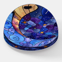 Purple Stars and Moon Paperweight