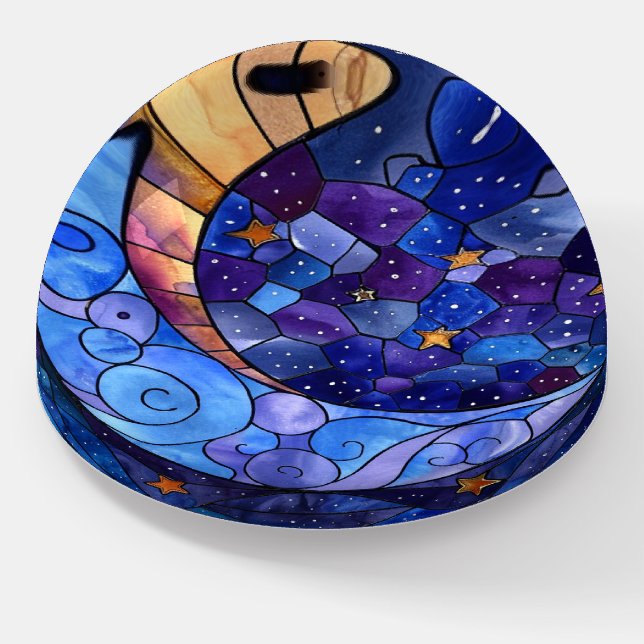Purple Stars and Moon Paperweight (Angled)