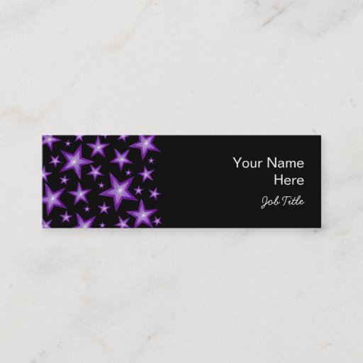 Customizable Purple Stars business card side black skinny