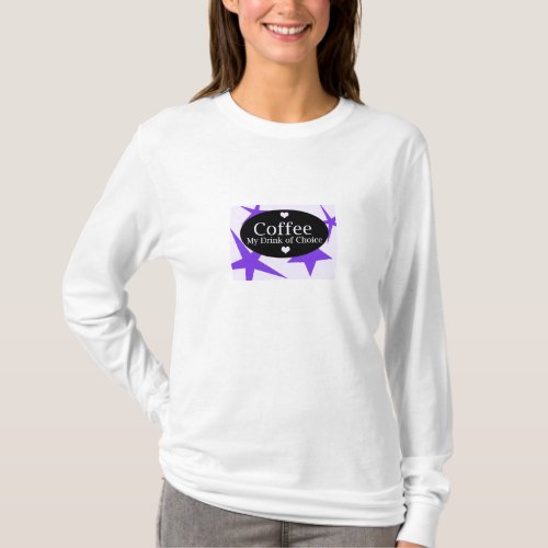 Purple Stars Coffee Design T_Shirt
