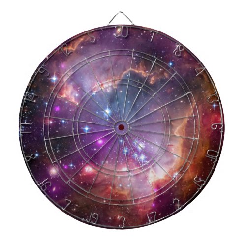 Purple Stars Galaxy Space Astronomy Dartboard With Darts