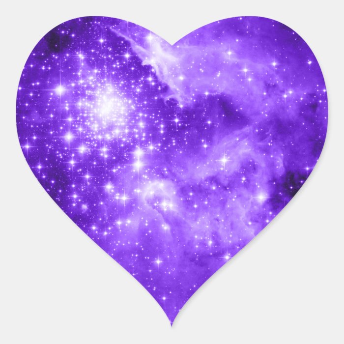 Purple Stars Heart Sticker | Zazzle