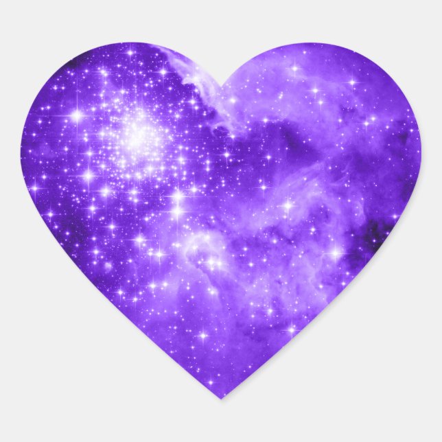 Purple Stars Heart Sticker (Front)
