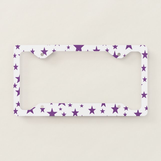 Purple Stars License Plate Frame (Front)