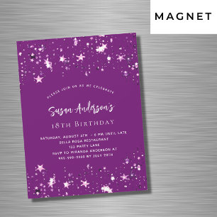 Purple stars luxury birthday magnetic invitation