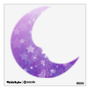 Purple Stars Man on the Moon Wall Decal