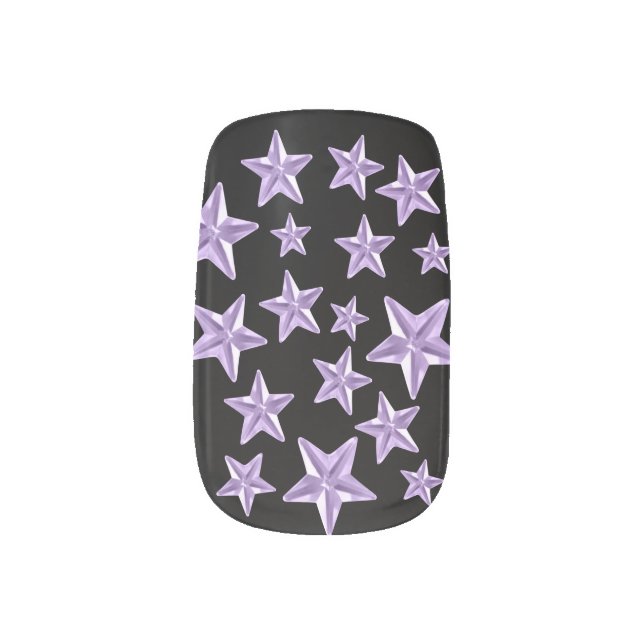 Purple Stars Minx Nail Art (Left Thumb)