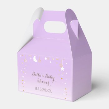 Purple Stars Moon Baby Shower Favor Boxes by FancyMeWedding at Zazzle