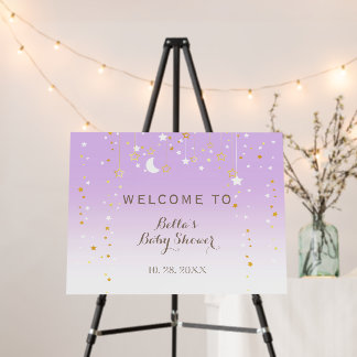 Purple Stars Moon Baby Shower Foam Board