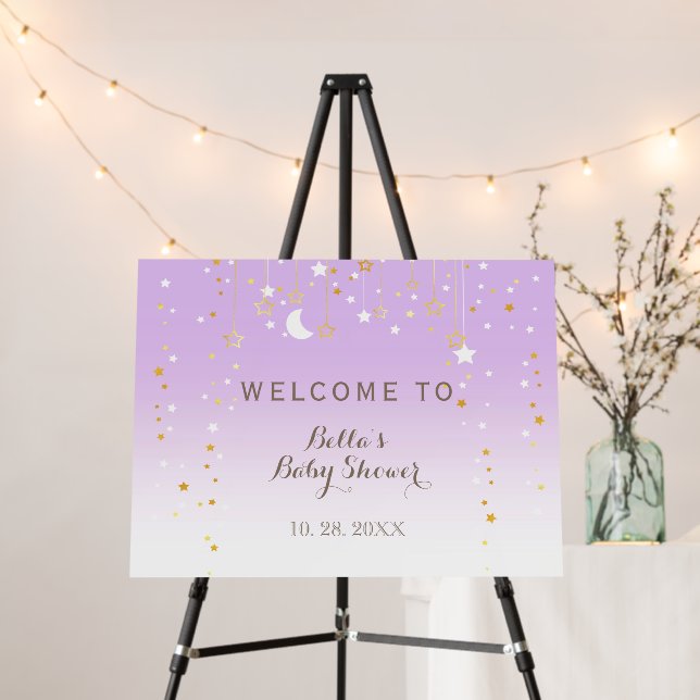 Purple Stars Moon Baby Shower Foam Board (In Situ (Stand))