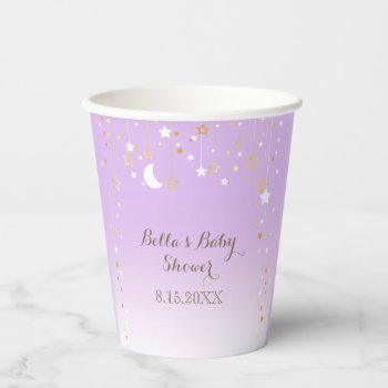 Purple Stars Moon Baby Shower Paper Cups by FancyMeWedding at Zazzle