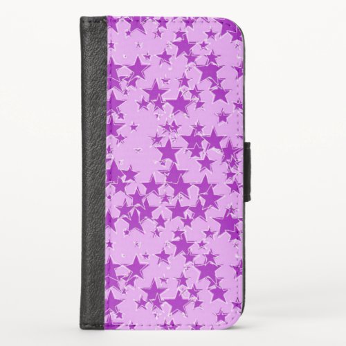 Purple stars on a lavender background iPhone x wallet case