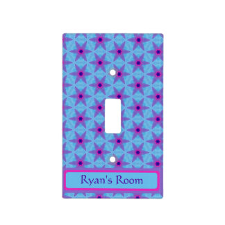 Purple Stars on Blue Pattern Custom Light Switch Cover