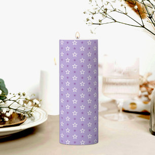 Purple Stars Pattern Pillar Candle