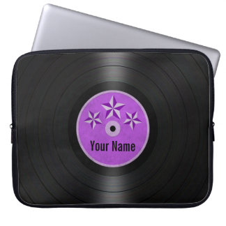 Purple Stars Personalized Vinyl Record Album Laptop Sleeve