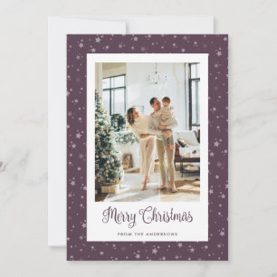 Purple Stars Photo Merry Christmas Cards