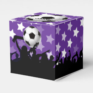 Purple Stars Soccer Fans and Ball Favor Boxes