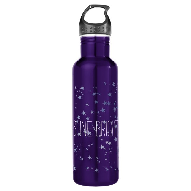 Purple Stars Stainless Steel Water Bottle (Front)