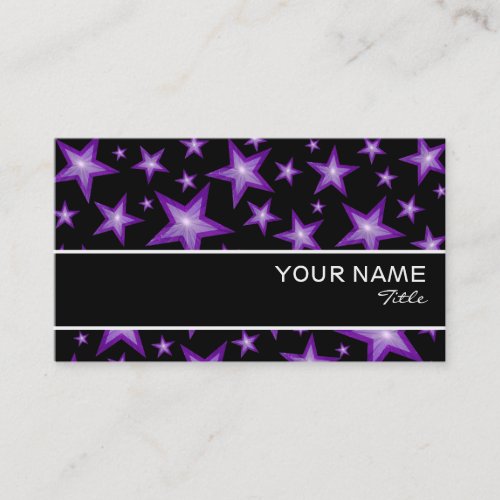 Purple Stars stripe business card template black
