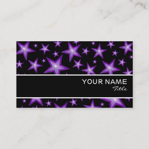 Customizable Purple Stars stripe business card template black