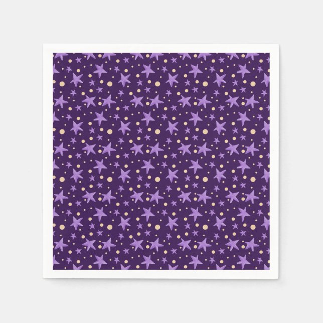 Purple Stars Violet Starry Night Baby Shower Napkins (Front)