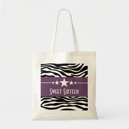 Purple Stars Zebra Print Sweet 16 Bag