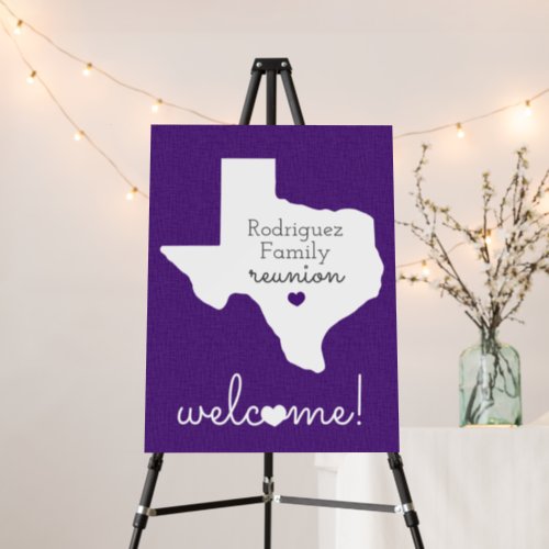 Purple State of Texas Family Reunion Foam Board